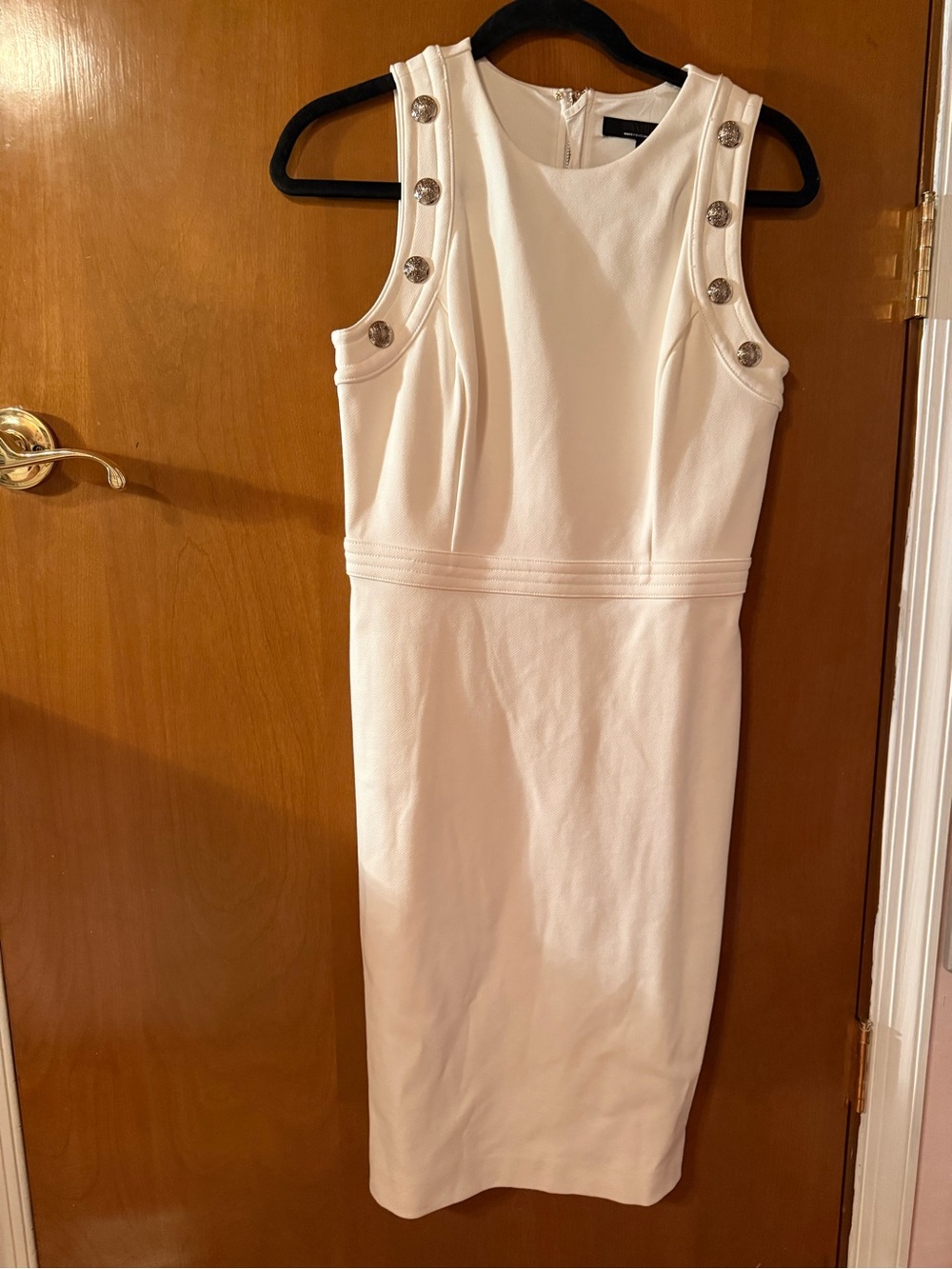 Cute for Summer to Fall White House Black Market Sheath with Decorative Buttons